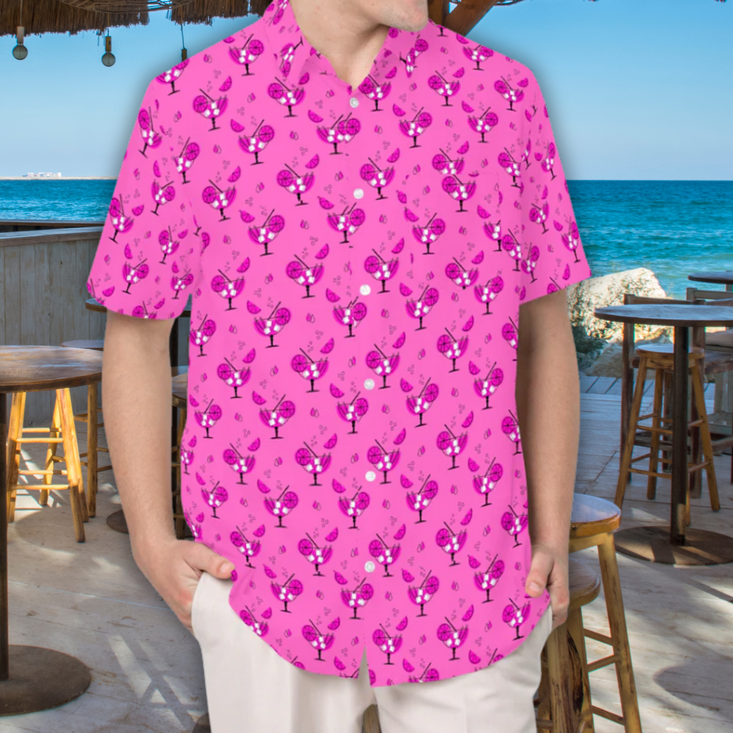 Cocktail Pink Men's Hawaiian Shirt