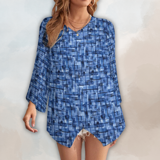 Navarre Loose-Fit Chiffon Long-Sleeve Top