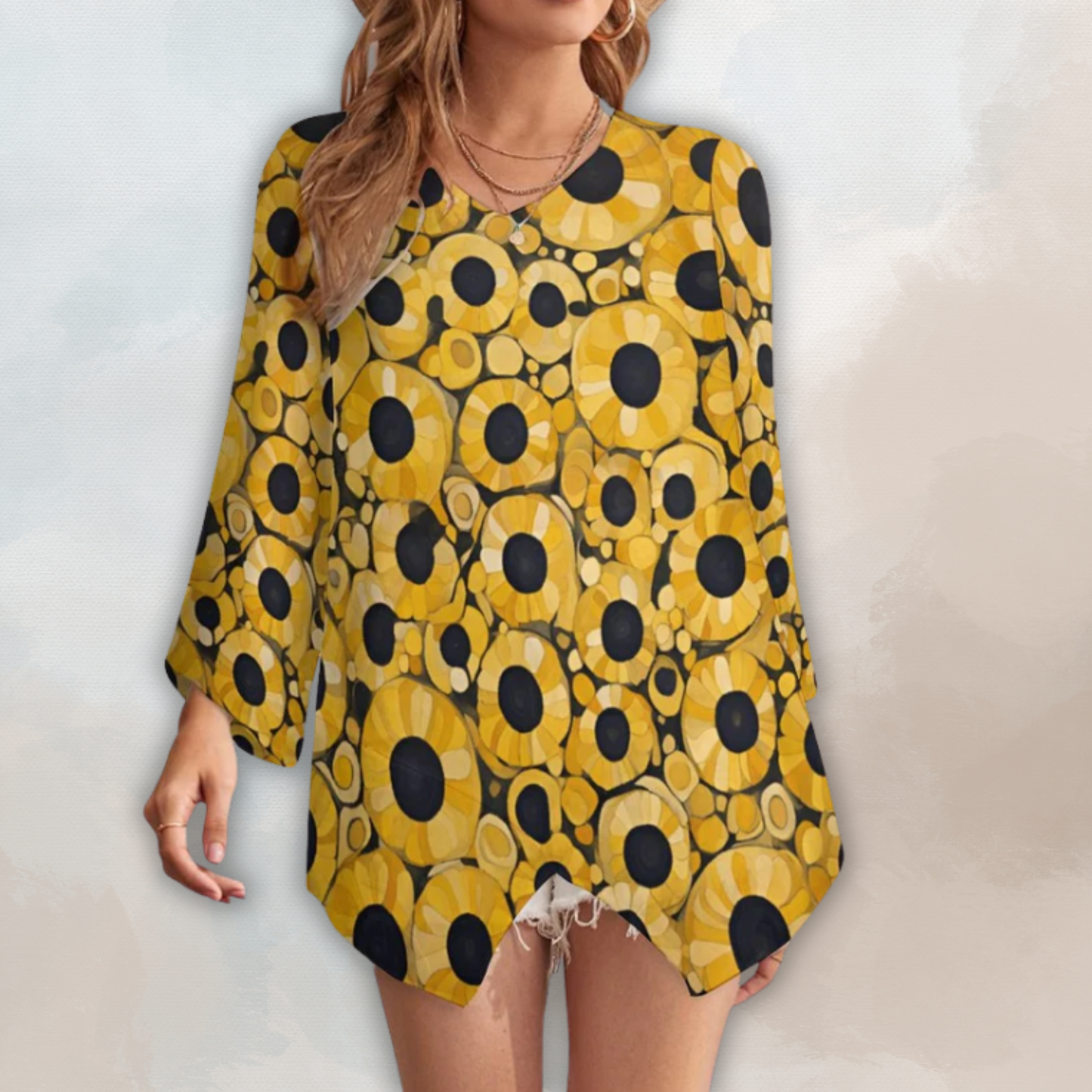 Susan Loose-Fit Chiffon Long-Sleeve Top