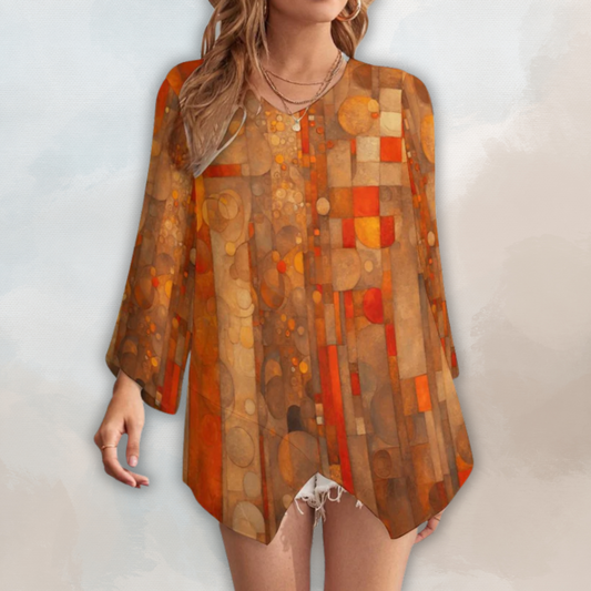 Gloria Loose-Fit Chiffon Long-Sleeve Top