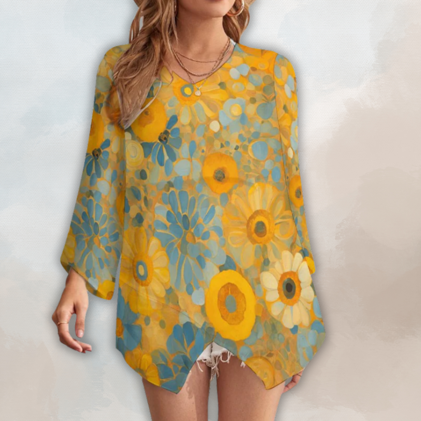 Belinda Loose-Fit Chiffon Long-Sleeve Top