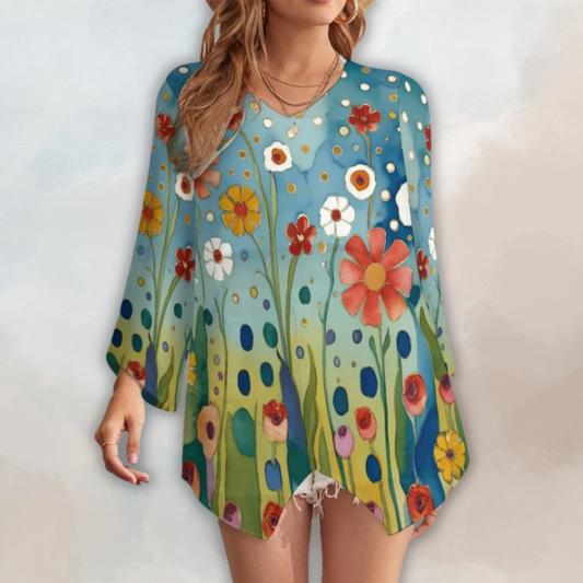 Caroline Loose-Fit Chiffon Long-Sleeve Top