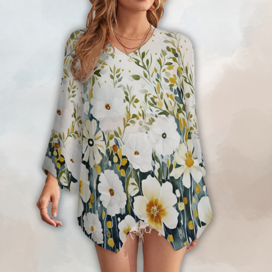 Tiffany Loose-Fit Chiffon Long-Sleeve Top