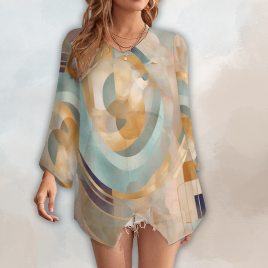 Tonnie Loose-Fit Chiffon Long-Sleeve Top