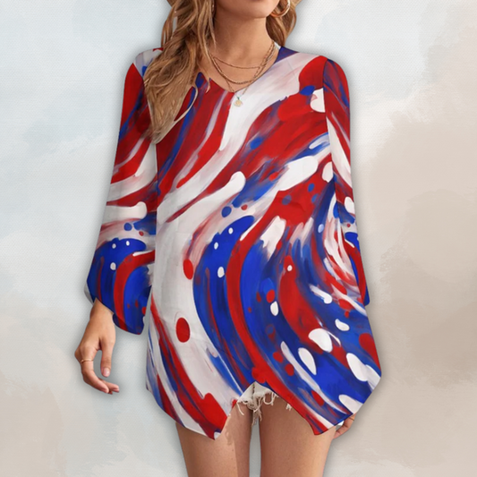 Celebrate Loose-Fit Chiffon Long-Sleeve Top