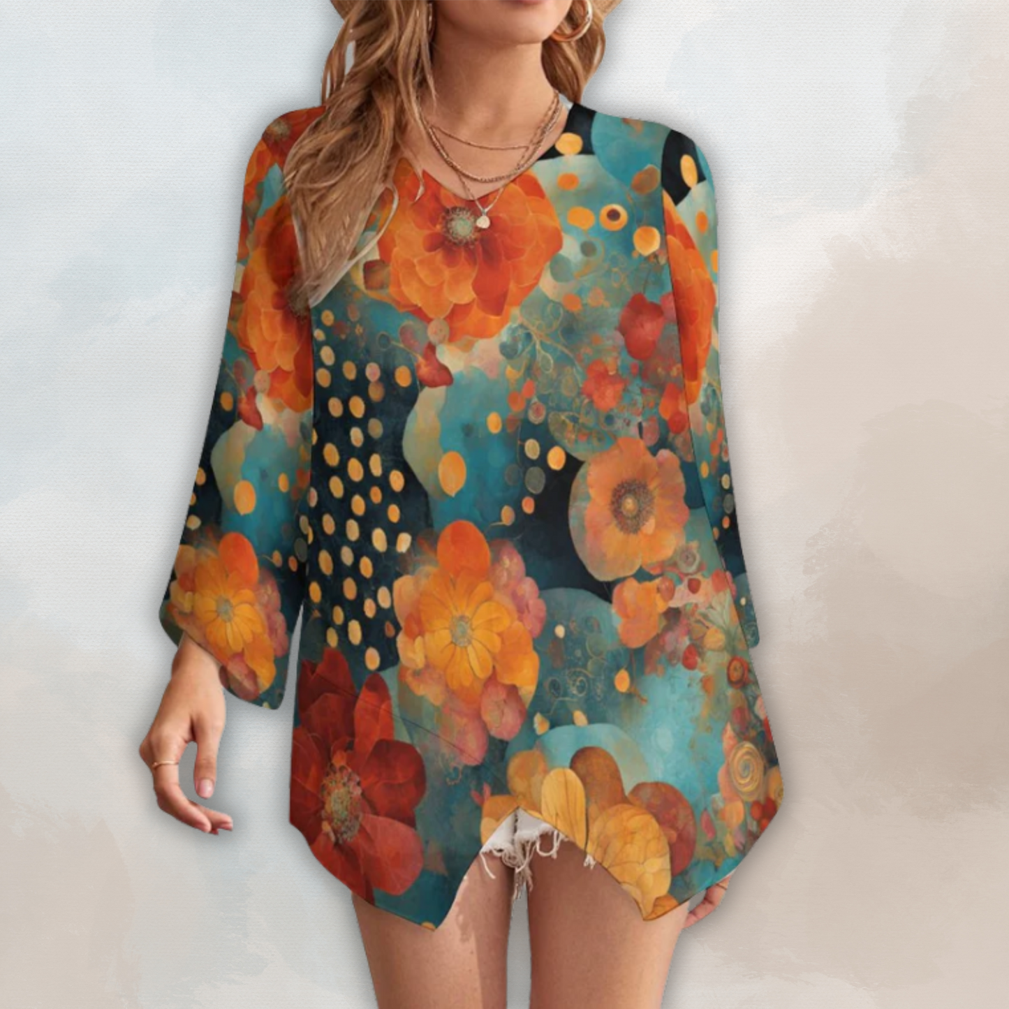 Noella Loose-Fit Chiffon Long-Sleeve Top