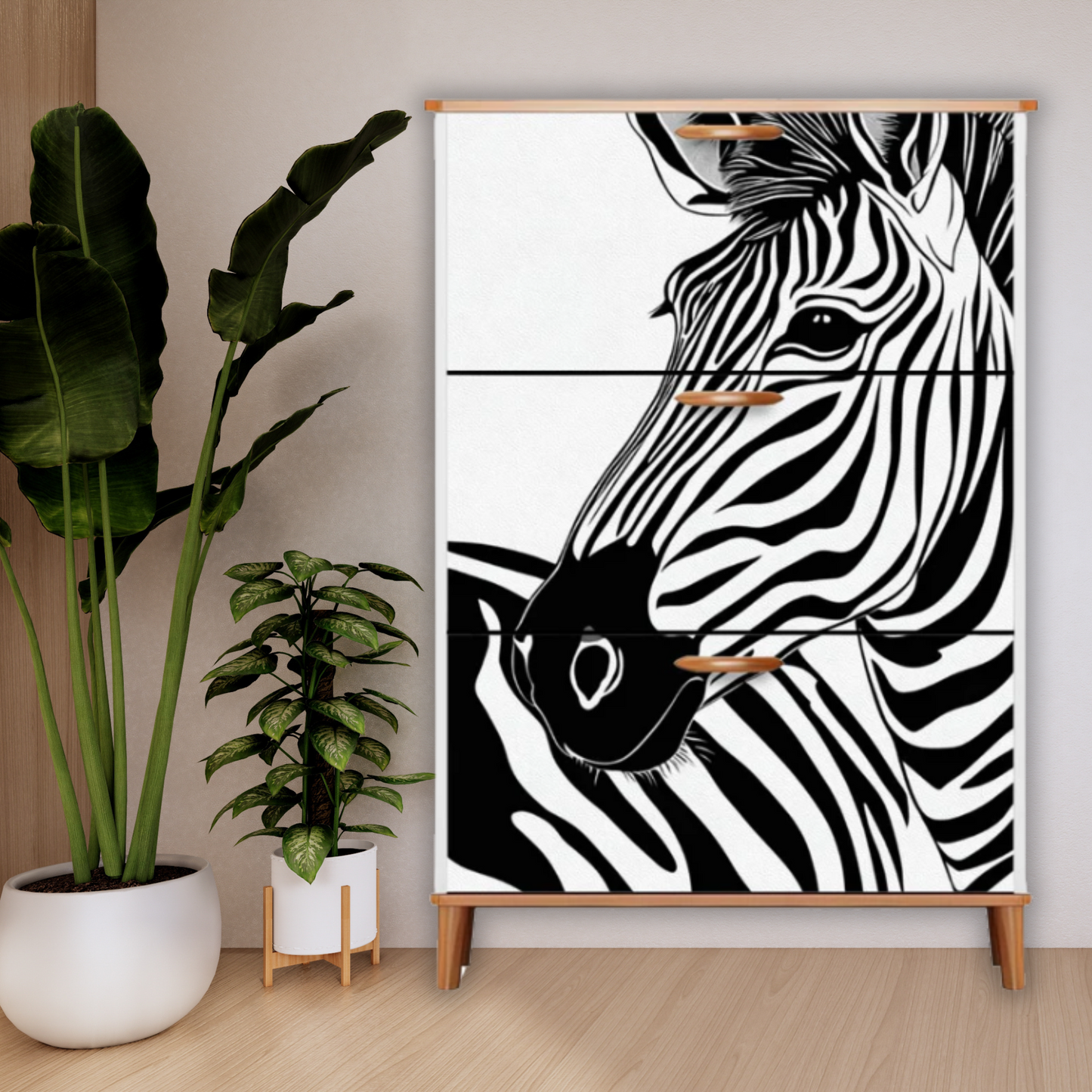Zebra Shoe Cabinet (Made in USA)