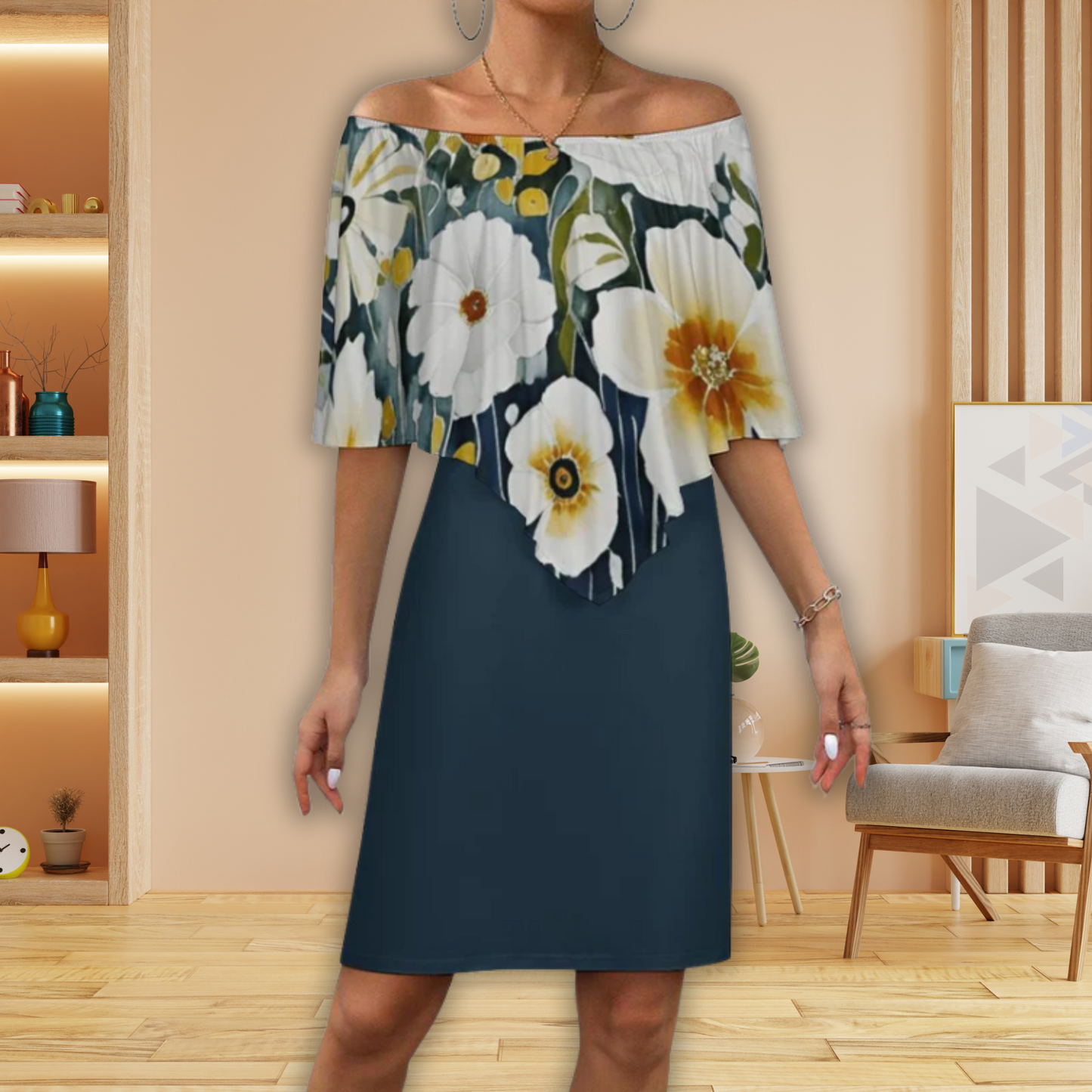 Tiffany  Women's Off-shoulder Shawl Dress