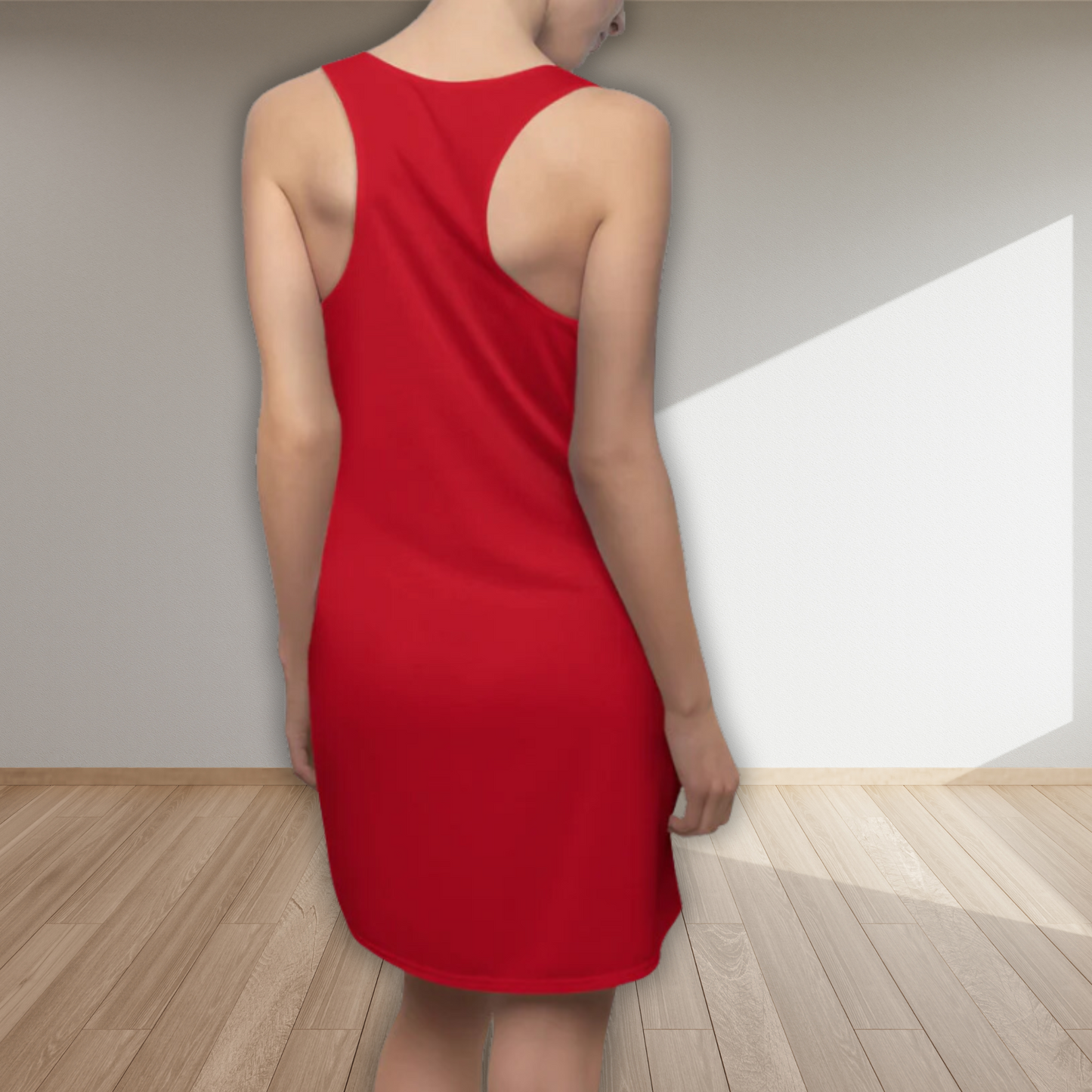 B&W Giraffe on Red Women's Racerback Dress