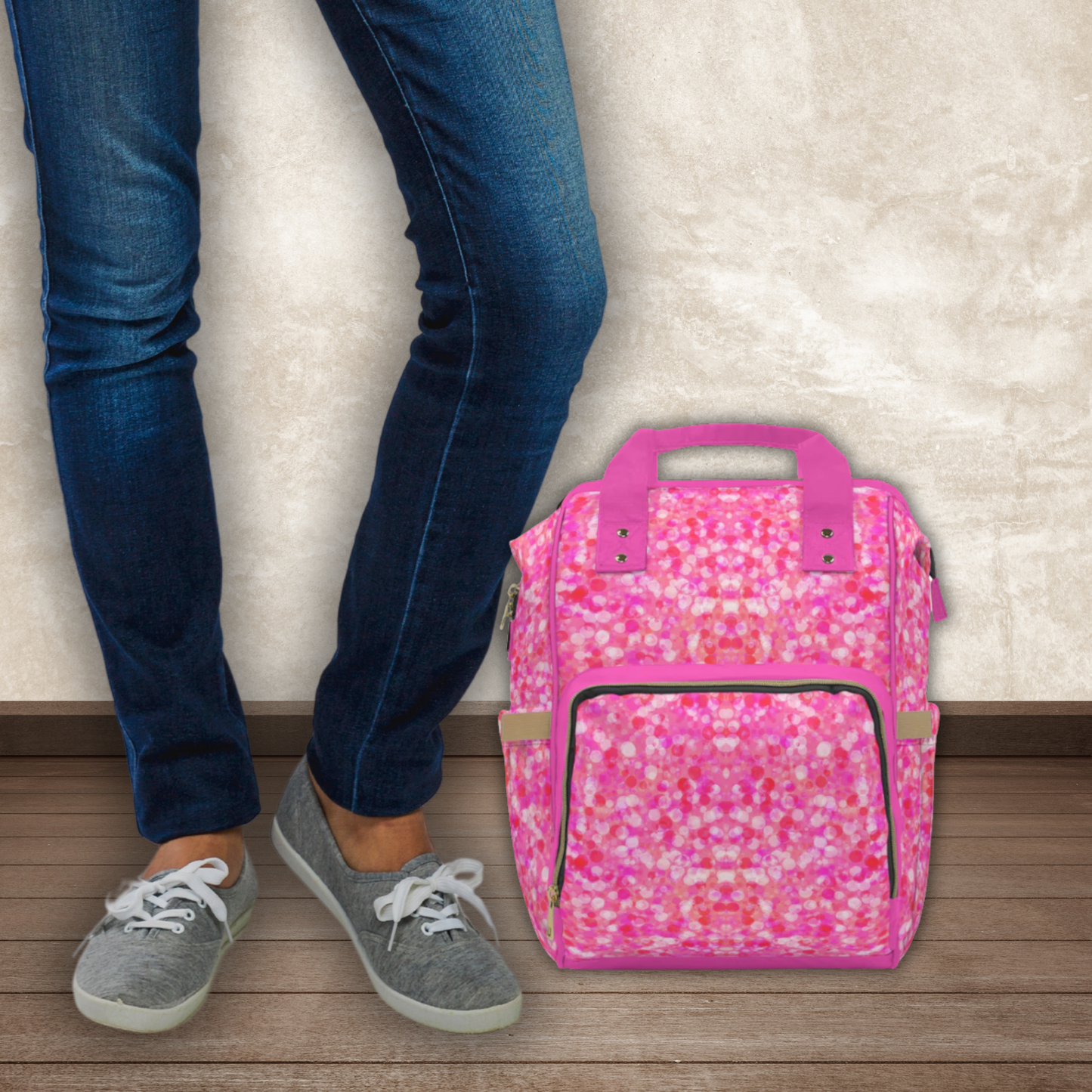 Poppin Pink Multifunctional Diaper Backpack