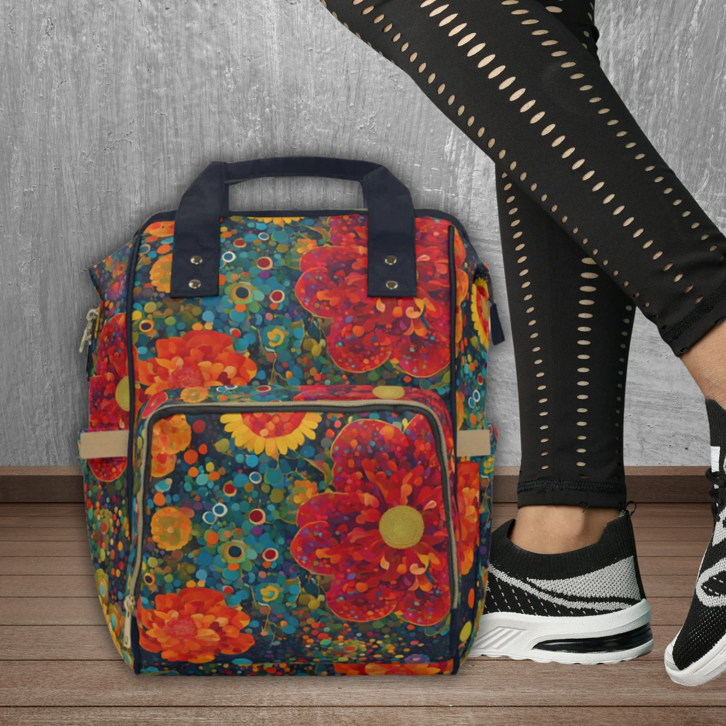 Confetti Flowers Multifunctional Diaper Backpack