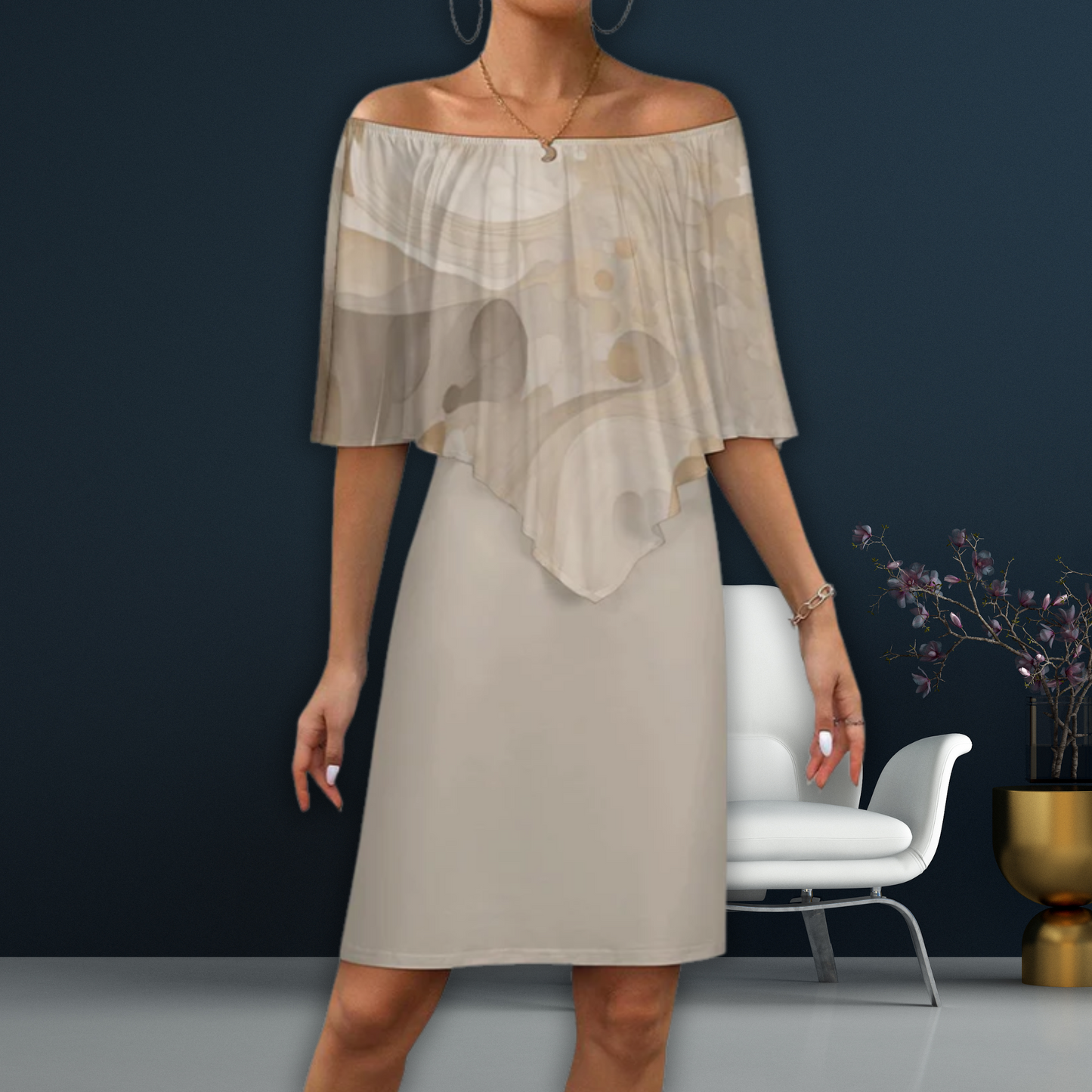 Neutral Mood Women's Off-shoulder Shawl Dress