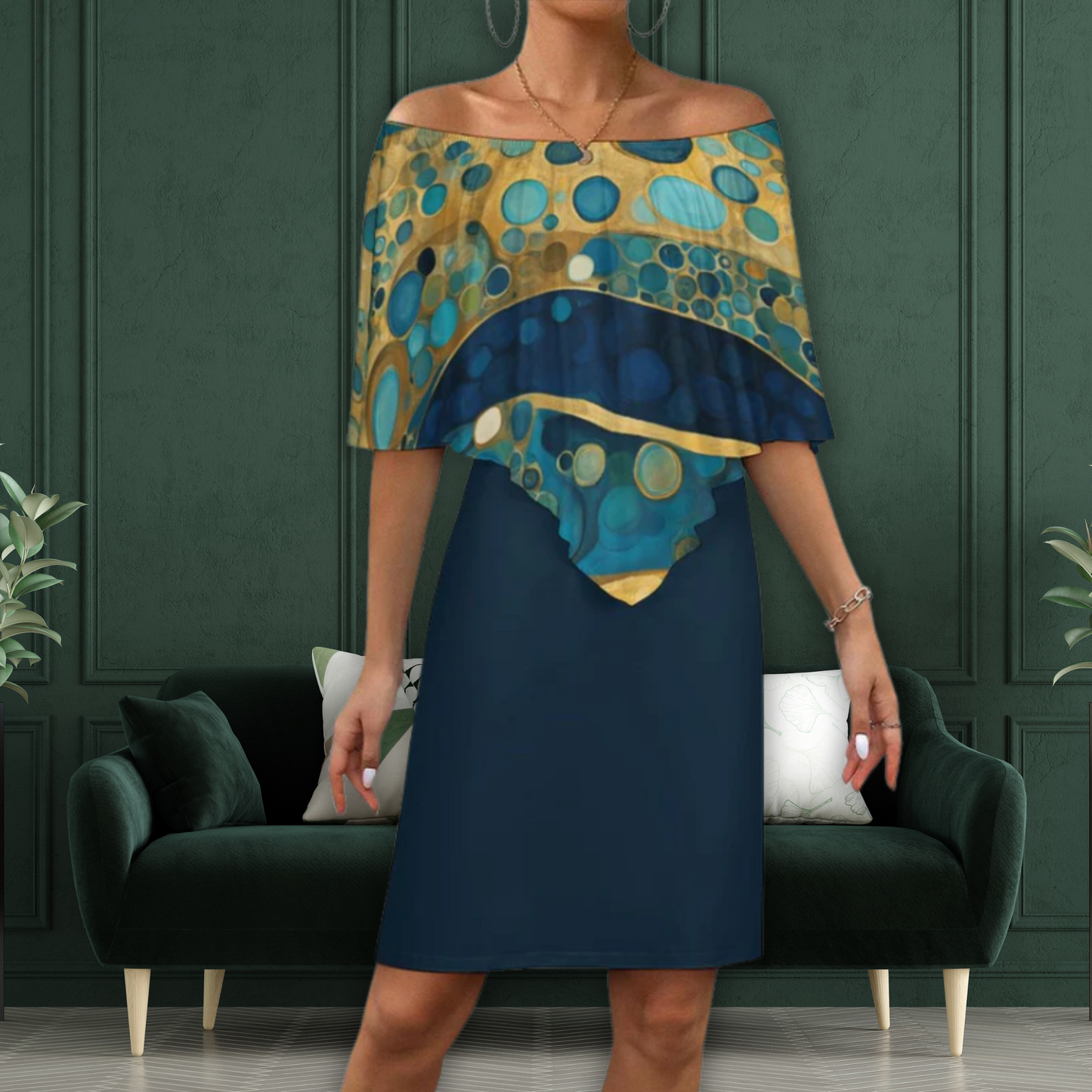 Ocean Women's Off-shoulder Shawl Dress