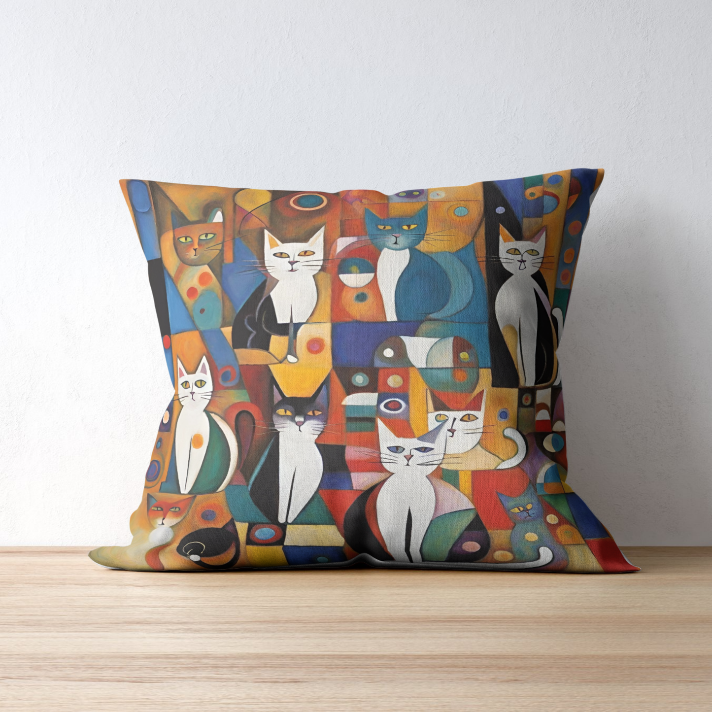 Abstract Cats Square Poly Canvas Pillowcase