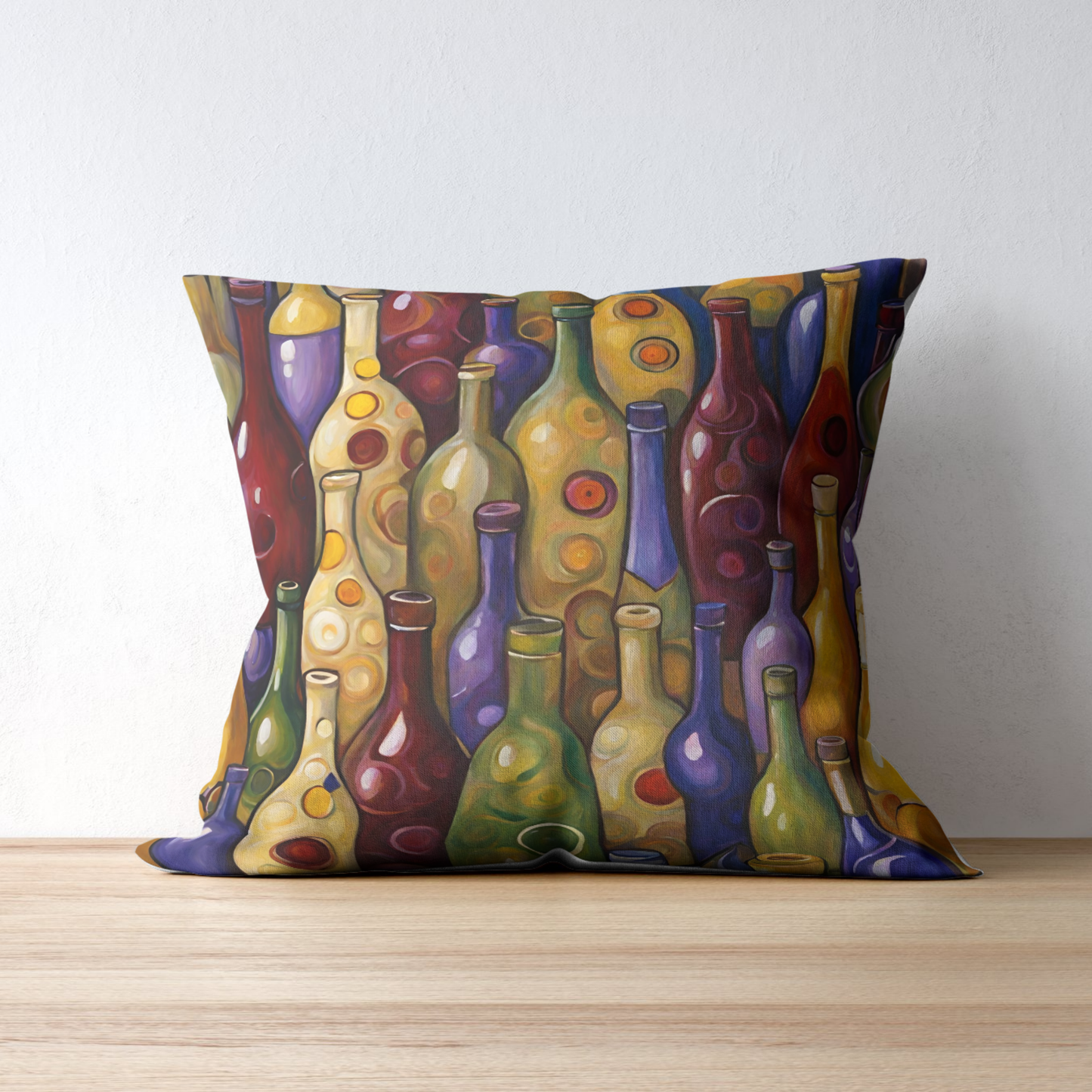 Wine Bottles Square Poly Canvas Pillowcase