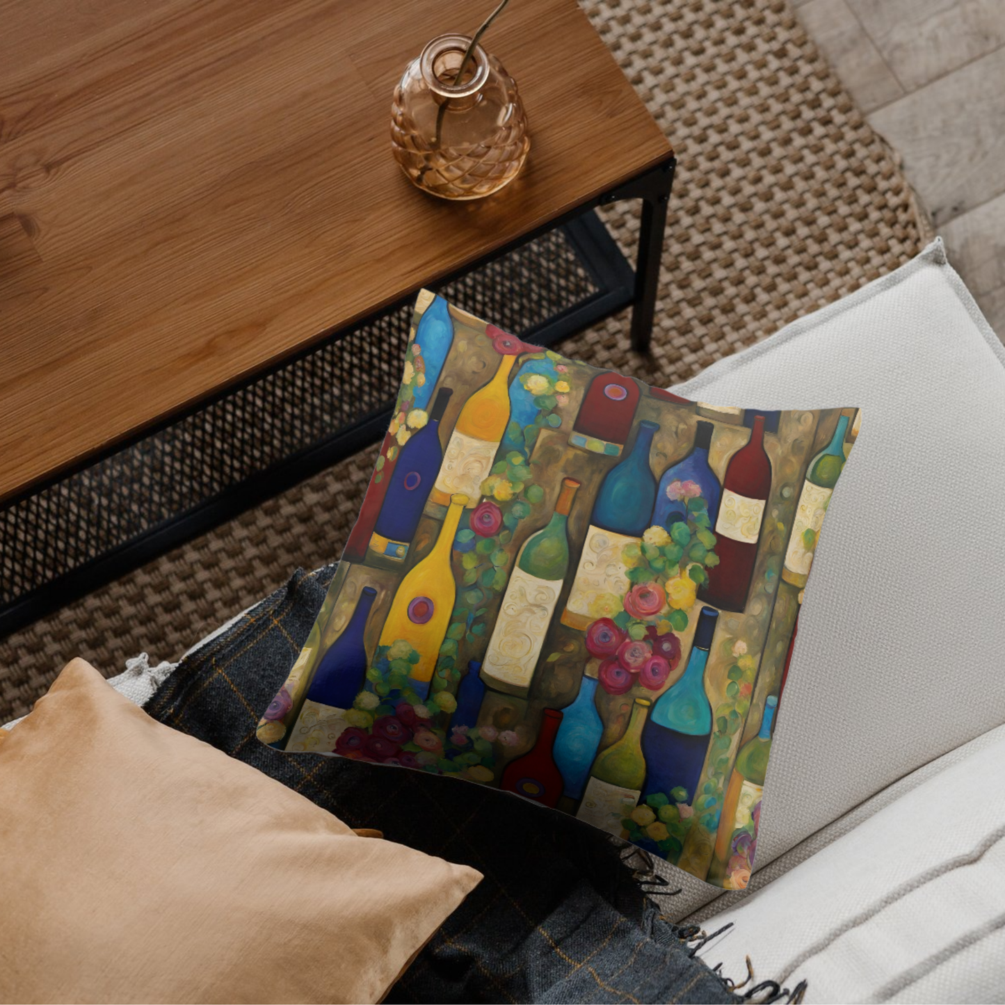 Wine Garden Square Poly Canvas Pillowcase