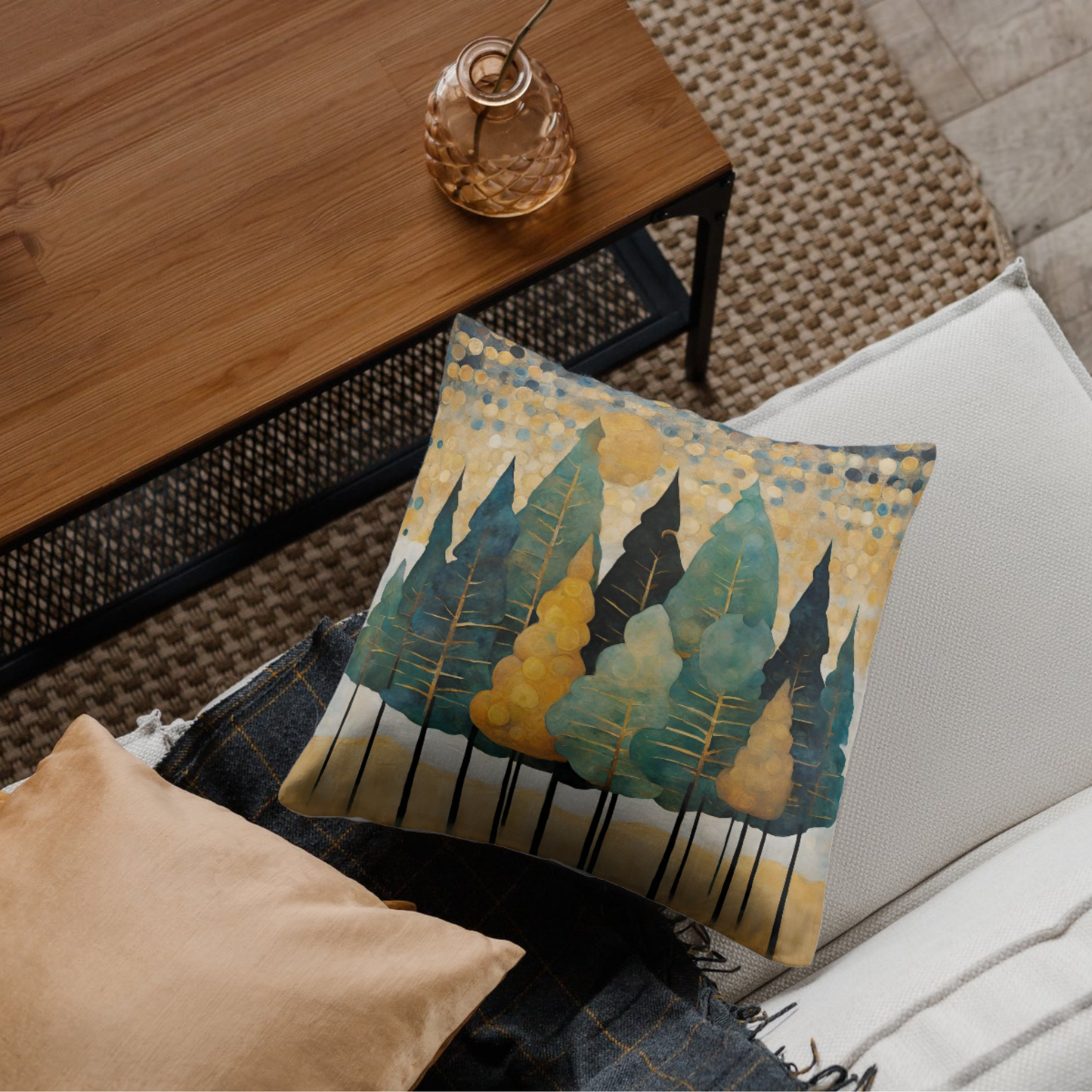 Pine Trees Square Poly Canvas Pillowcase