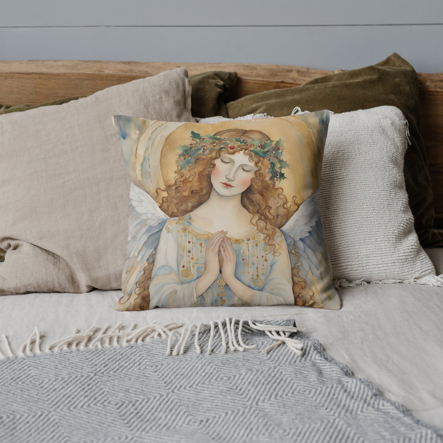 Guardian Angel Square Poly Canvas Pillowcase