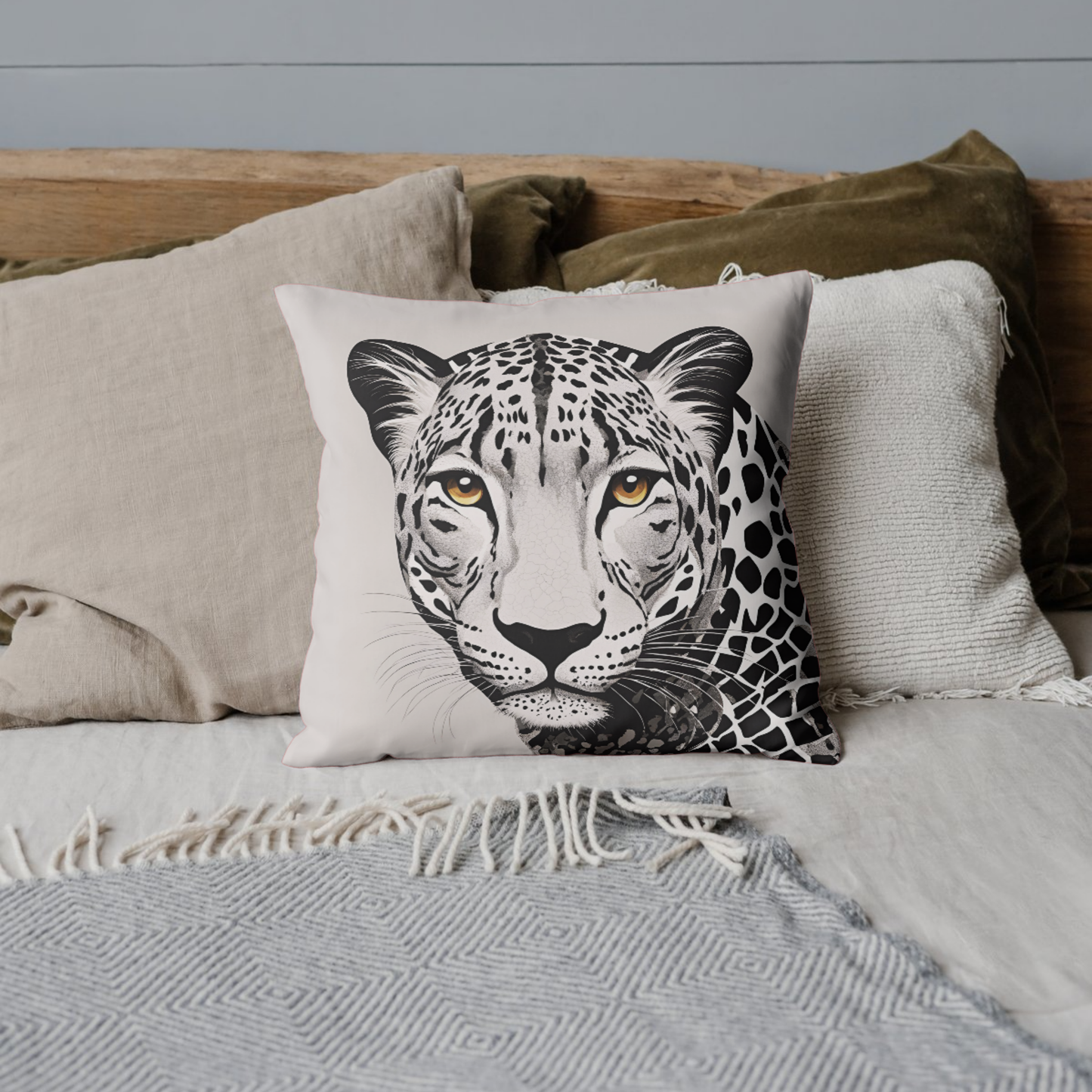 Leopard Square Poly Canvas Pillowcase