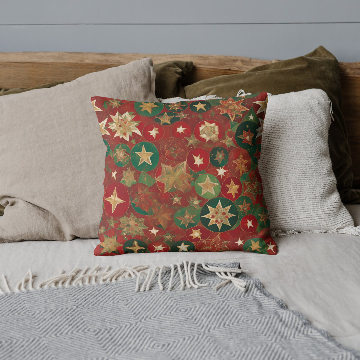 Holidaze Starz Square Poly Canvas Pillowcase