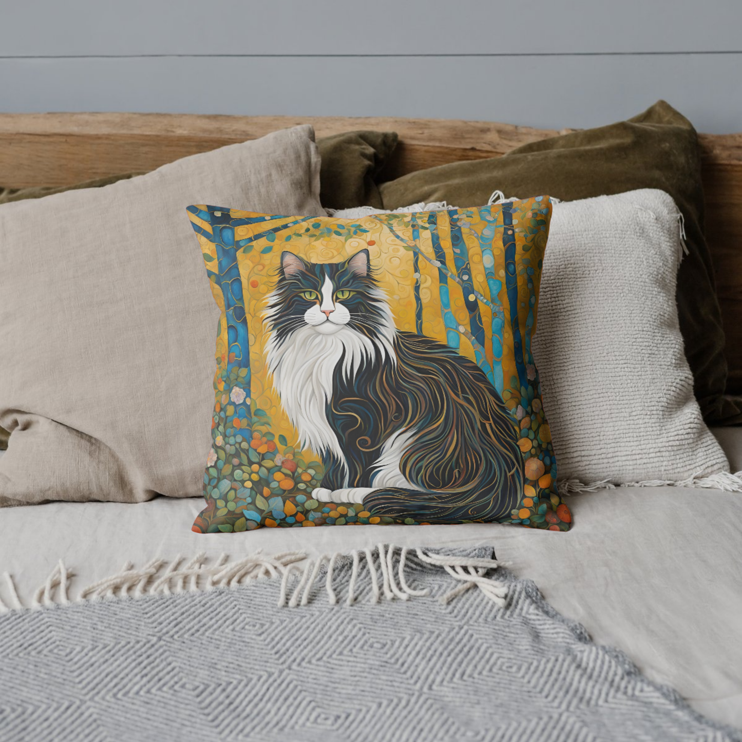 Norwegian Forest Cat Square Poly Canvas Pillowcase