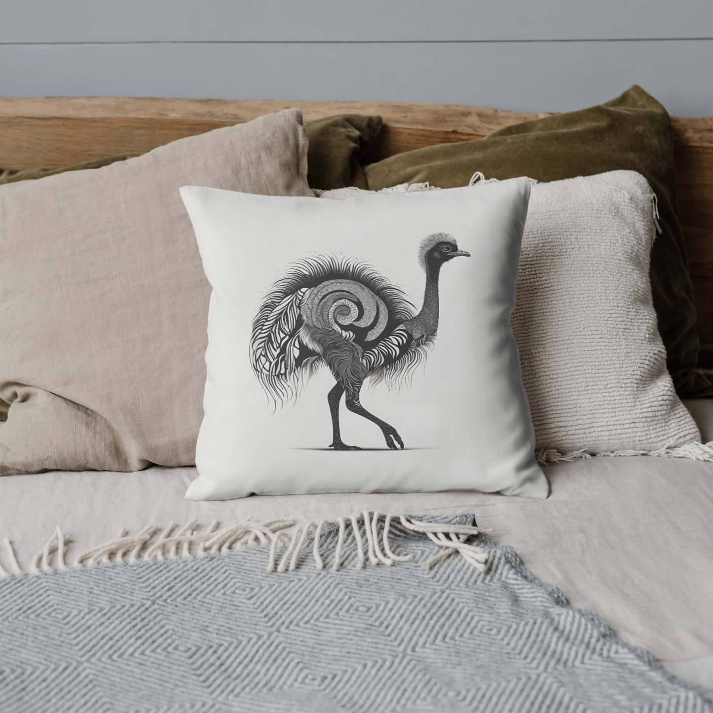 Ostrich Square Poly Canvas Pillowcase