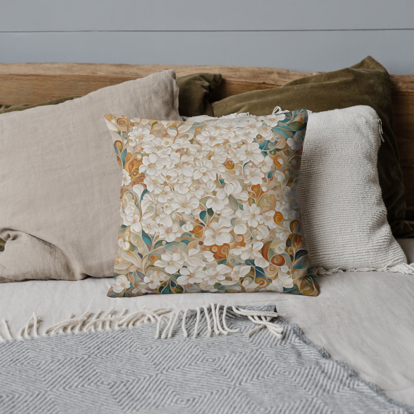 Gretta Floral Square Poly Canvas Pillowcase