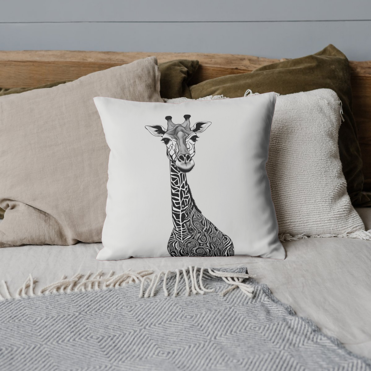 Giraffe Square Poly Canvas Pillowcase