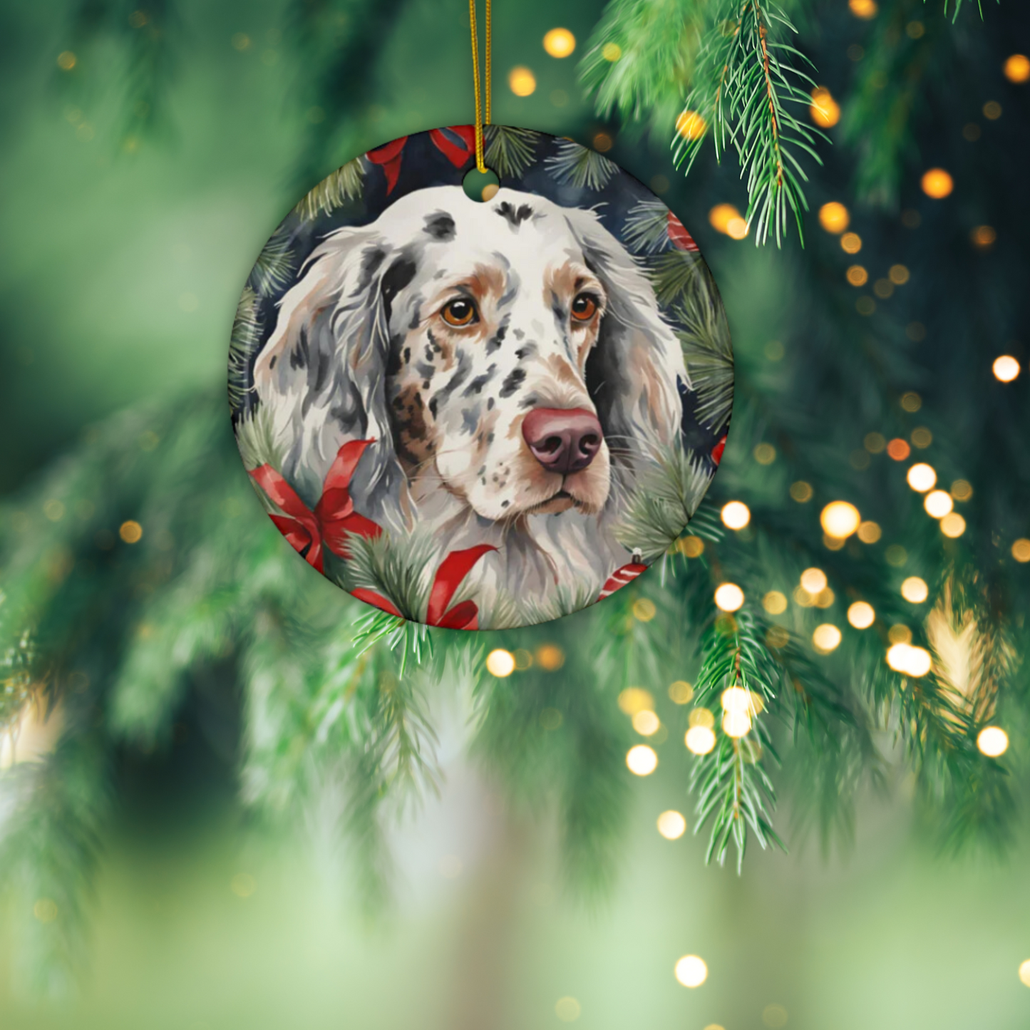 English Setter 3" Ceramic Ornaments, 2-Side Print, (1pc, 10pcs)