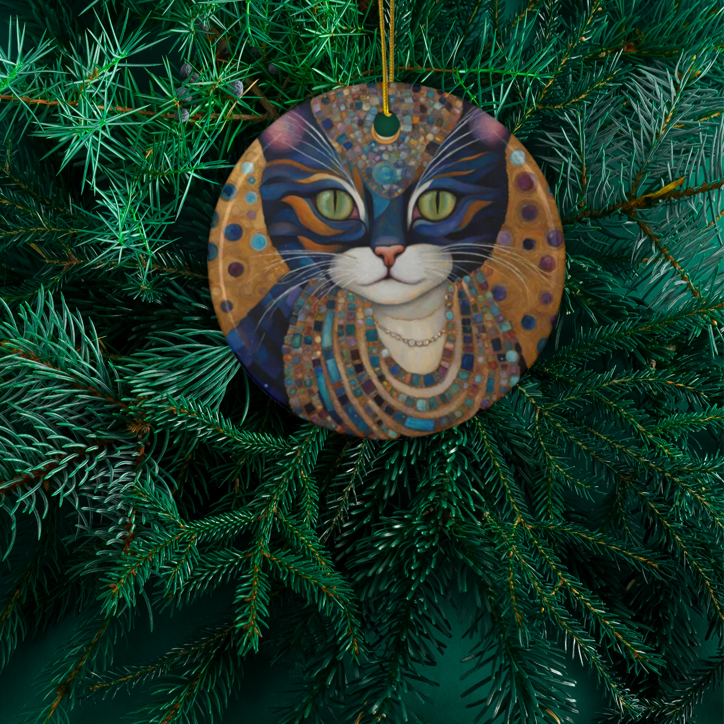 Alexandrite Cat 3" Ceramic Ornaments, 2-Side Print, (1pc, 10pcs)