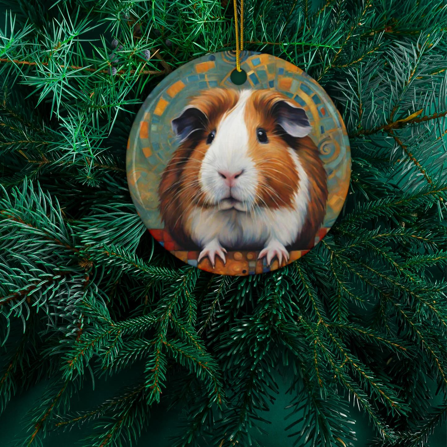 Guinea Pig 3" Ceramic Ornaments, 2-Side Print, (1pc, 10pcs)