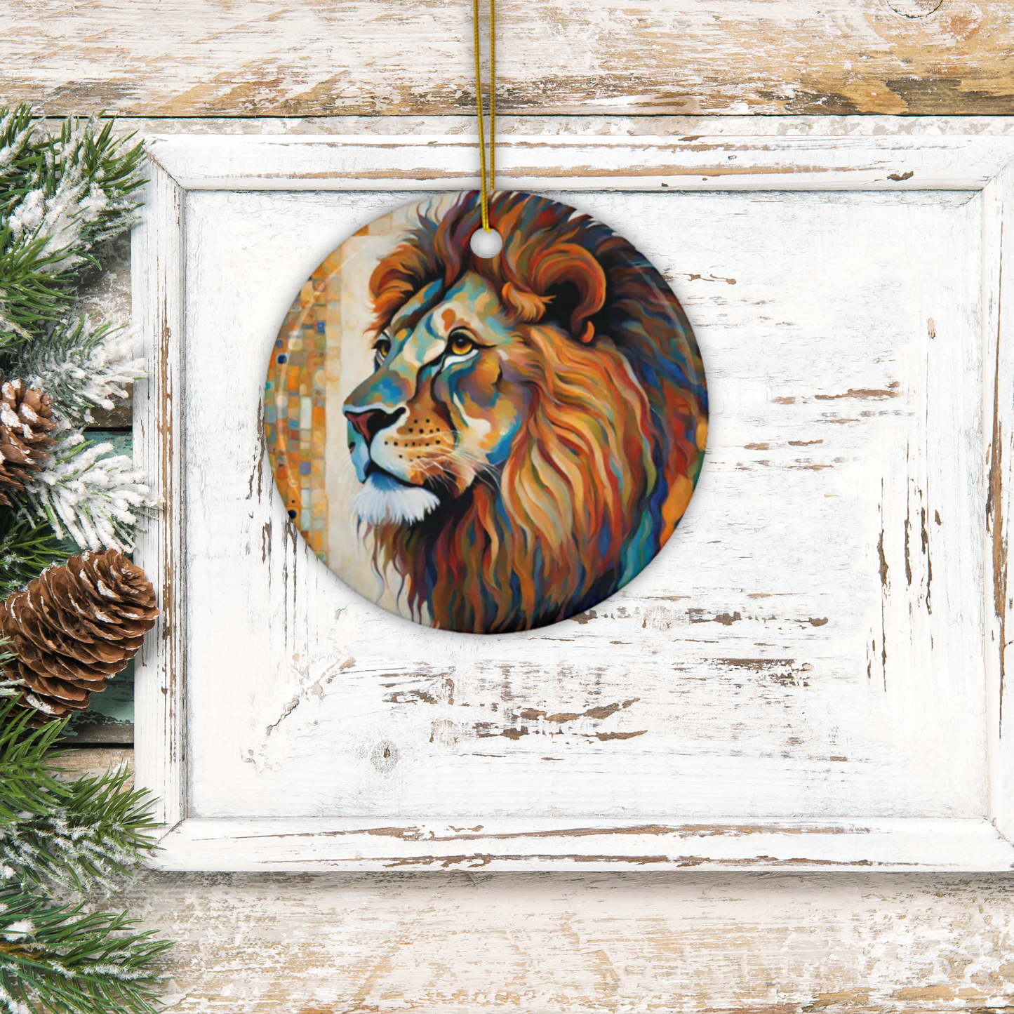 Lion 3" Ceramic Ornaments, 2-Side Print, (1pc, 10pcs)