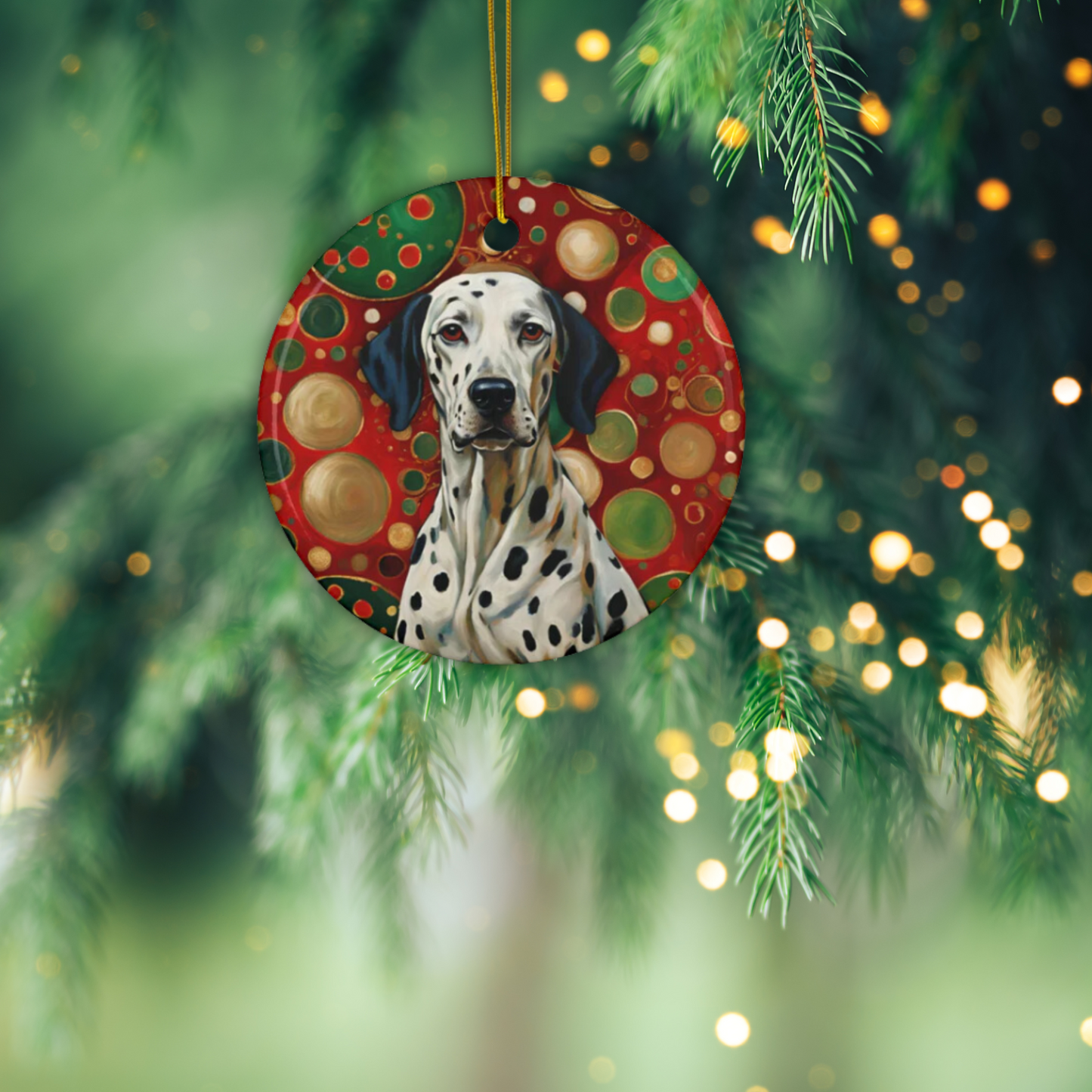 Dalmatian Christmas 3" Ceramic Ornaments, 2-Side Print, (1pc, 10pcs)