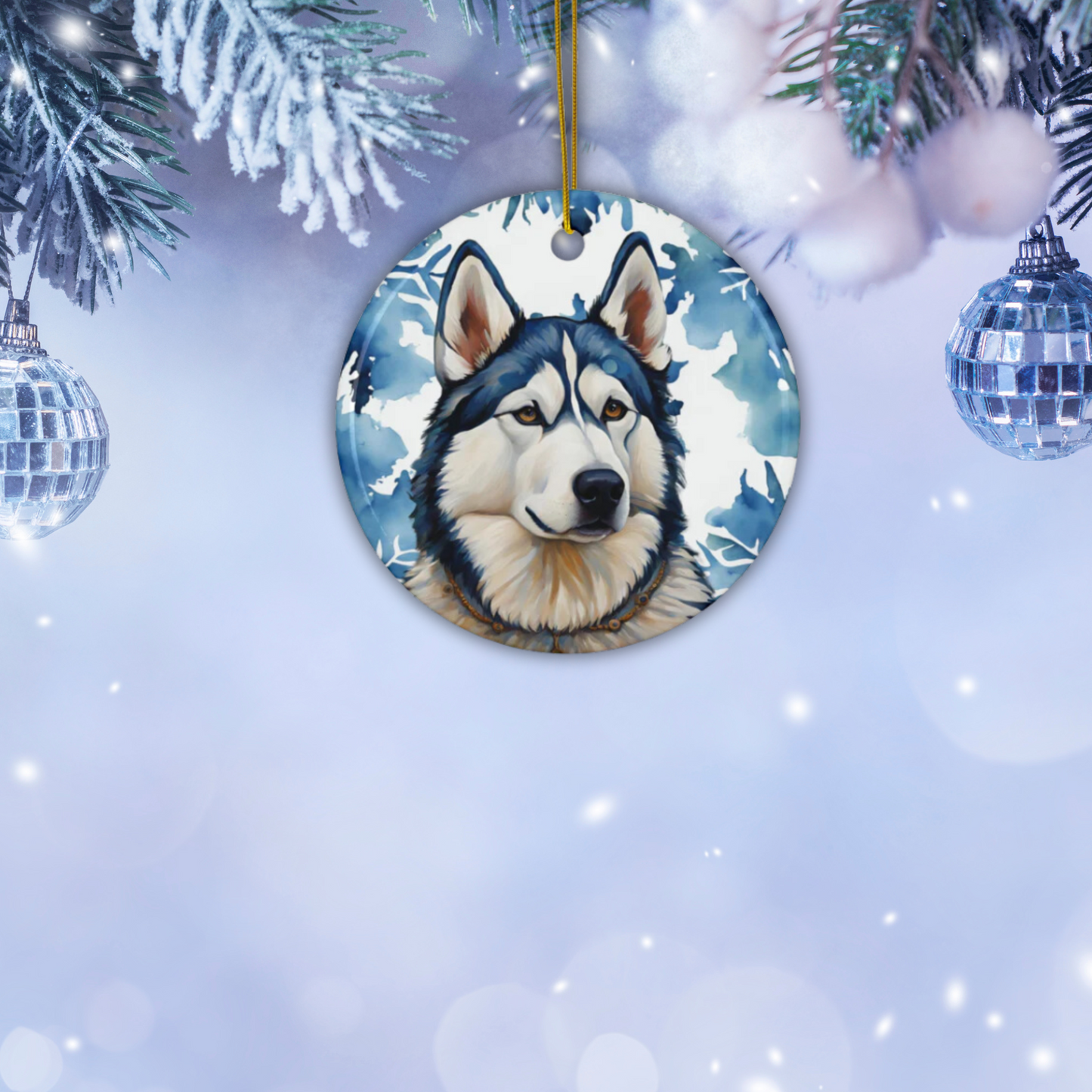 Siberian Husky Ceramic Ornaments, 2-Side Print, (1pc, 10pcs)