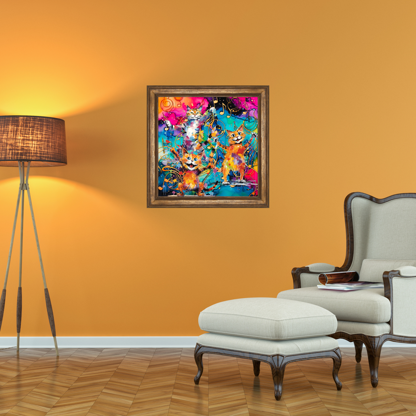 Cat Symphony Maximalist Bright Abstract Art Poster