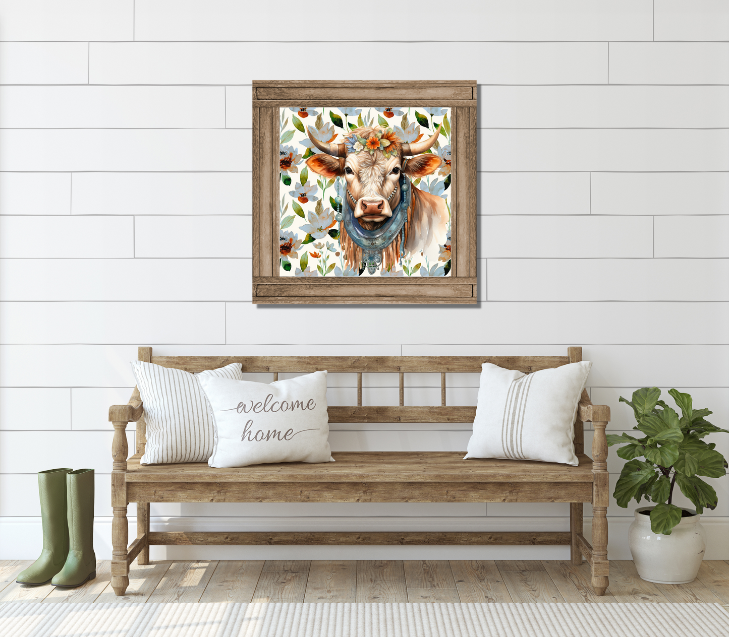 Jessa Bohemian Cow Art Poster