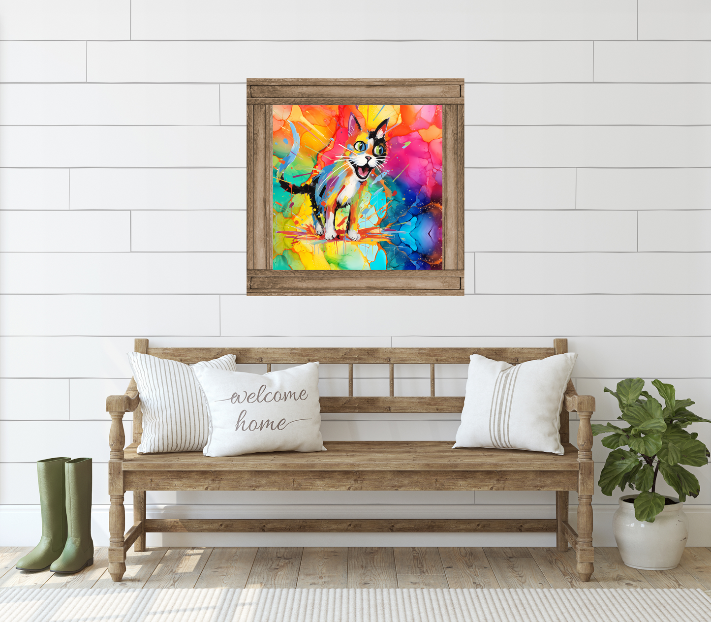 Be Heard Bright Colorful Abstract Cat Art Poster