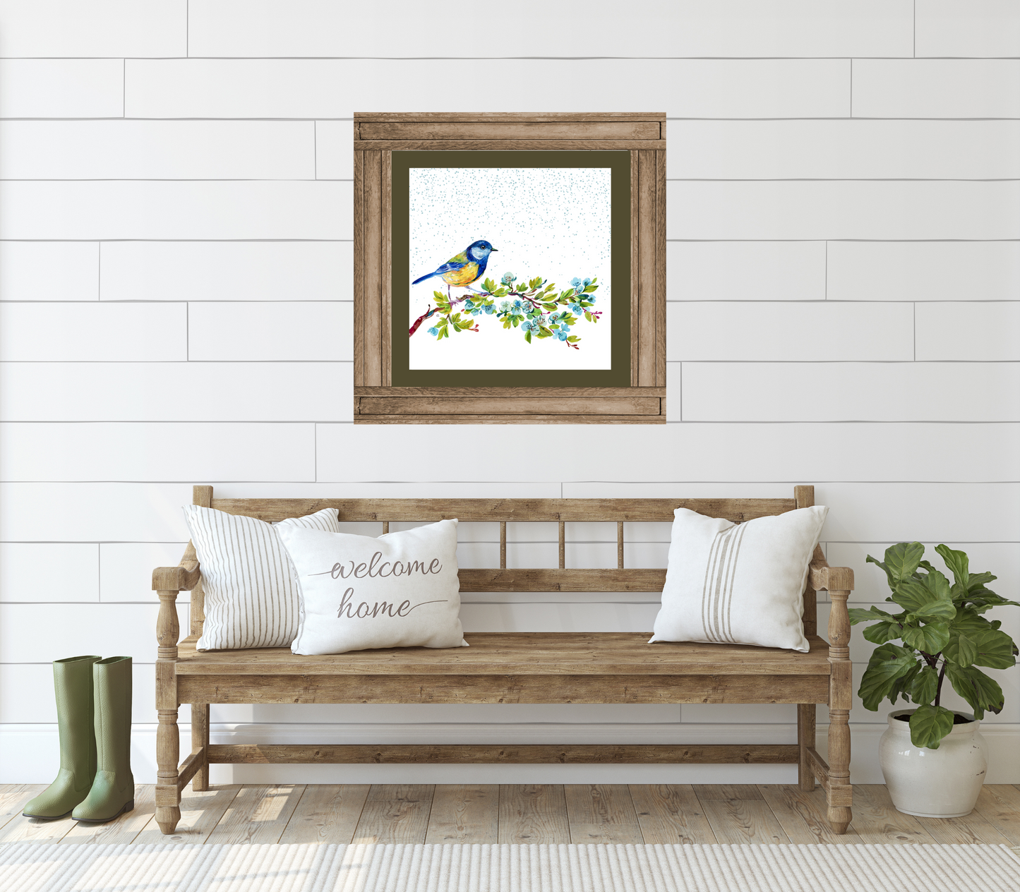 Trilling Bird on Flowering Branch Poster