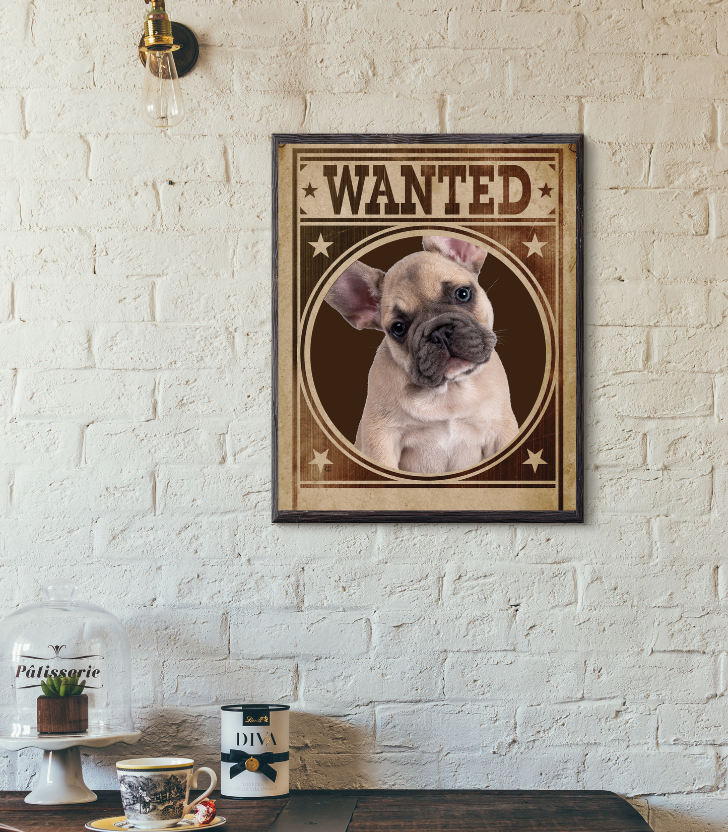 French Bulldog Mug Shot Wanted Poster