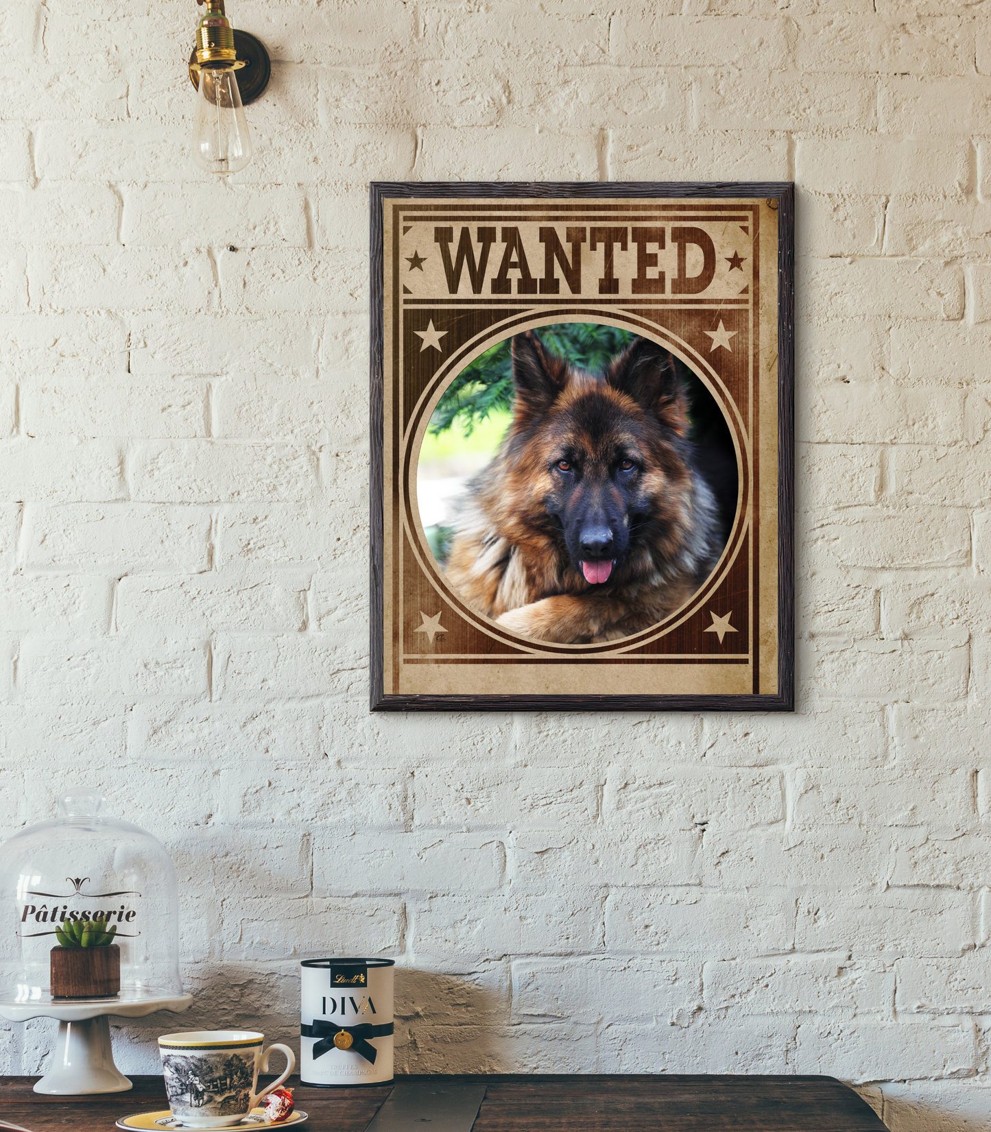 German Shepherd Mug Shot Wanted Poster