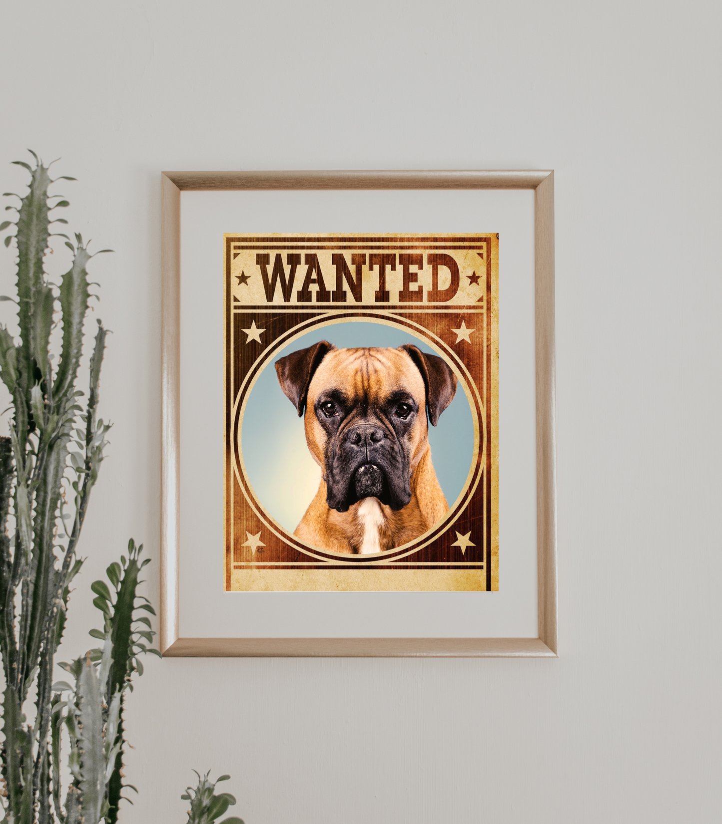 Boxer Mug Shot Wanted Poster