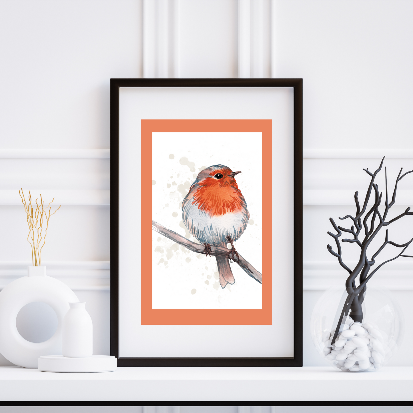 Watercolor Bird on Limb Poster