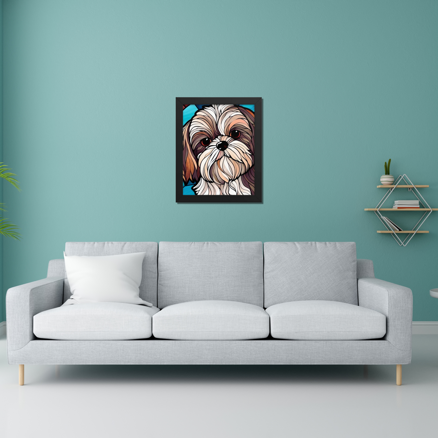 Shih Tzu Stained Glass Look Framed poster