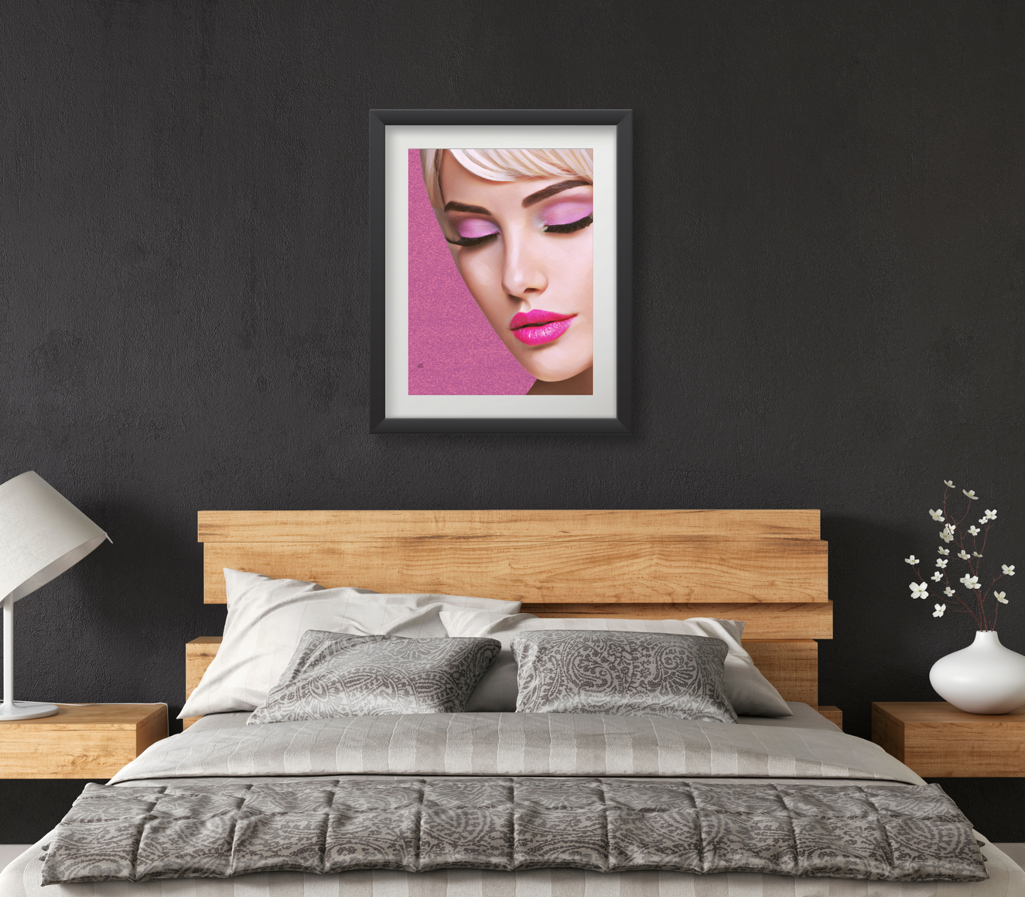 Kimber Blonde Woman with Pink Eye Shadow & Lipstick Art Poster