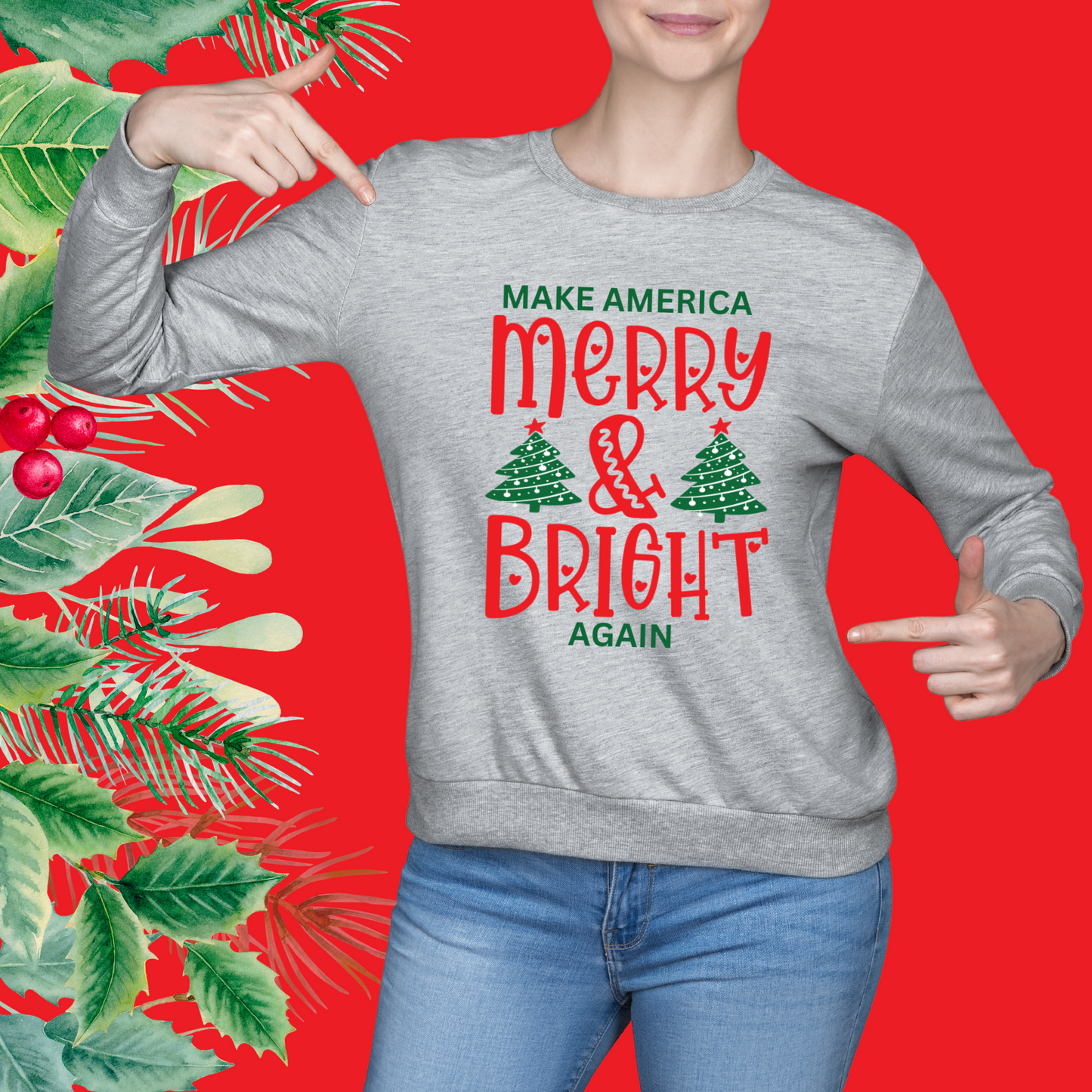 Happy Hearts Make America Merry & Bright Again Unisex Heavy Blend™ Crewneck Sweatshirt