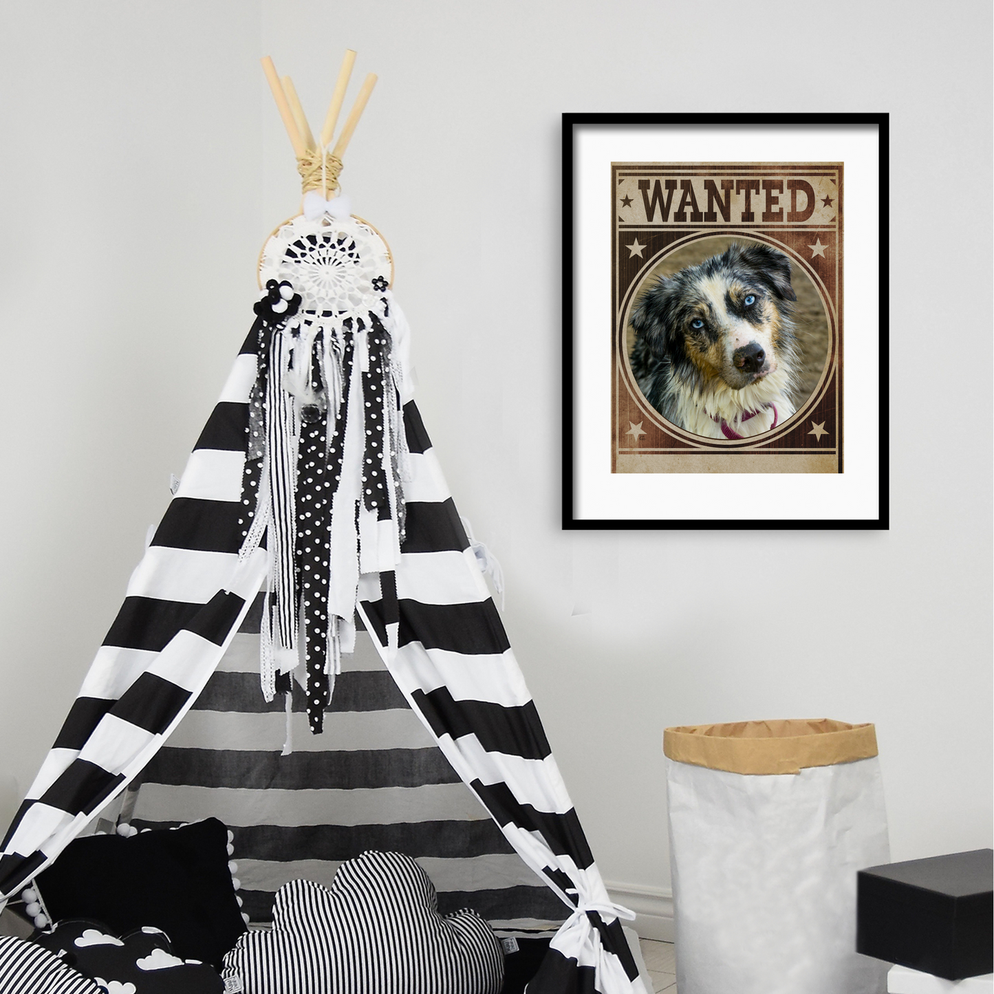 Australian Shepherd Mug Shot Wanted Poster