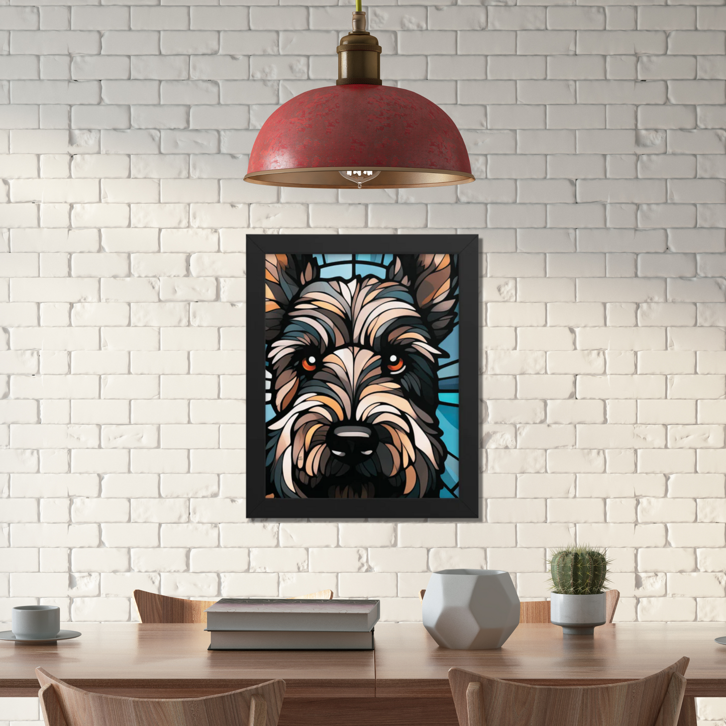 Scottish Terrier Stained Glass Look Scottie Dog Framed poster