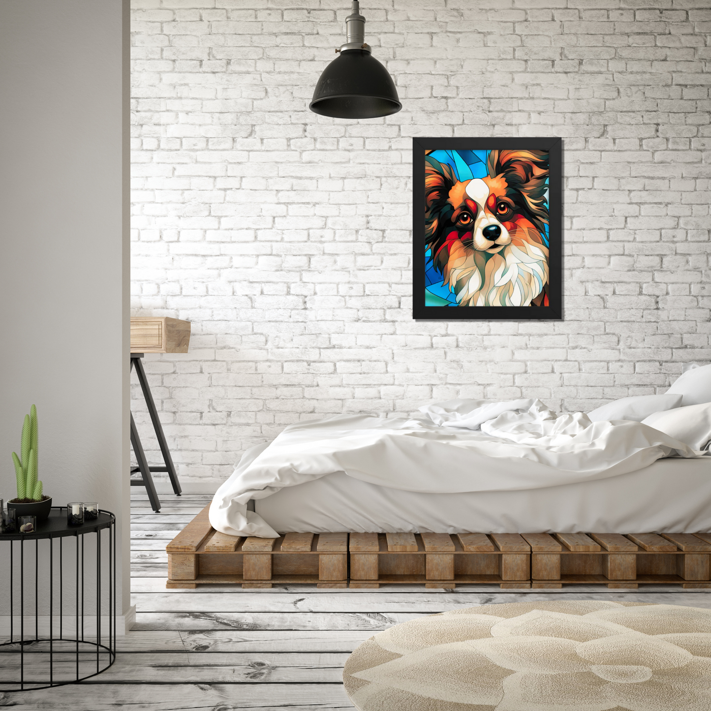 Papillon Stained Glass Look Framed poster