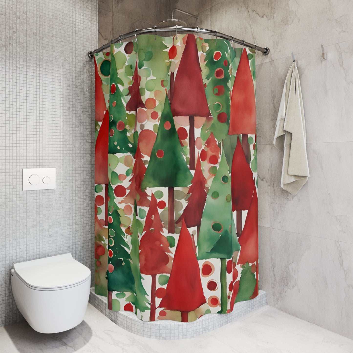 Dots & Trees Polyester Shower Curtain