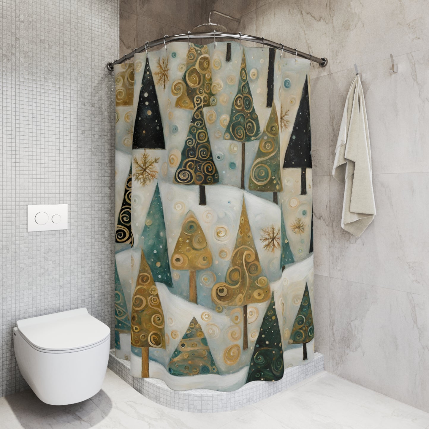 Festive Forest Polyester Shower Curtain